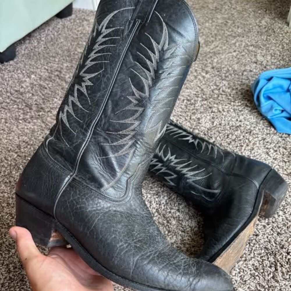Vintage Nocona 6501 Mens Black Leather Bullhide Cowboy Cowboy Boots Size 12 D